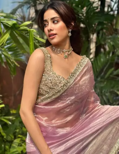 Janhvi Kapoor Inspired / Pink Tissue Saree